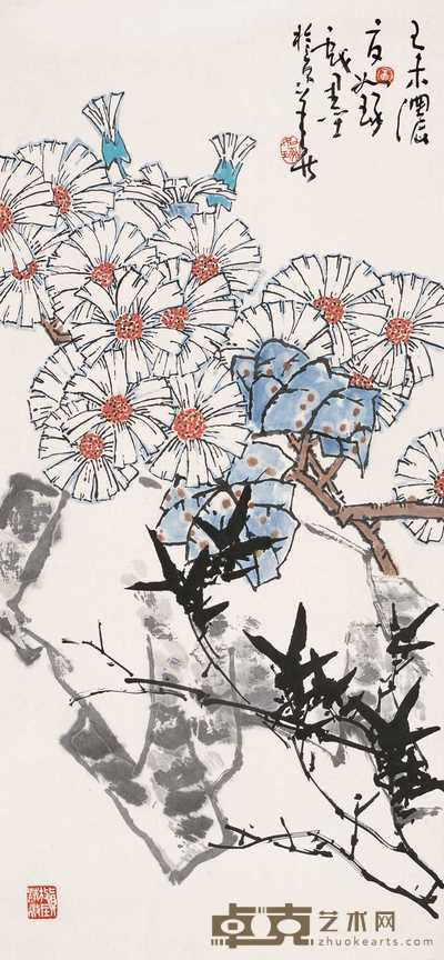 崔如琢 1979年作 山花 立轴 96×44cm
